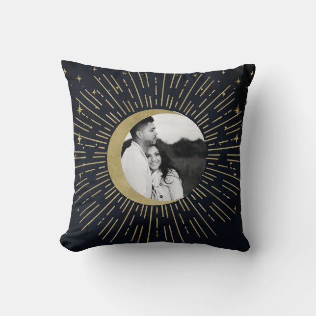 Coussin Photo de lune éclatante céleste nocturne avec étoi (Recto)