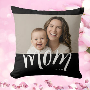 Coussin Photo de maman et bébé avec année de création pers