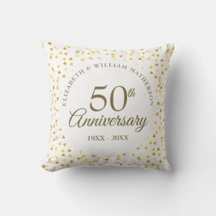 Coussin Photo de mariage 50e anniversaire Cœurs dorés
