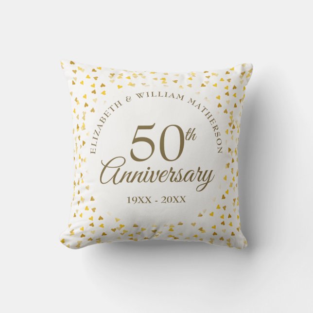 Coussin Photo de mariage 50e anniversaire de mariage Cœurs (Recto)
