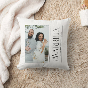 Coussin Photo de mariage de jeunes mariés à Noël