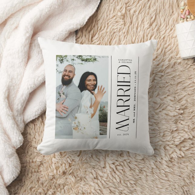 Coussin Photo de mariage de jeunes mariés à Noël (Couverture)