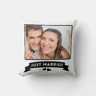 Coussin Photo de mariage personnalisée juste marié