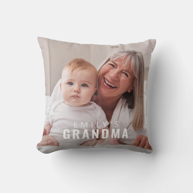 Coussin Photo de monogramme moderne et audacieux de grand- (Recto)