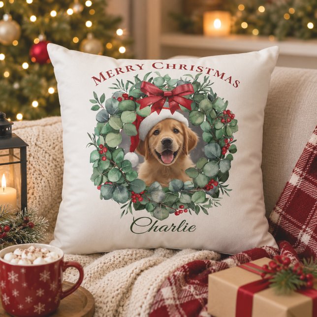 Coussin Photo de Noël d'animaux de compagnie – Cadeau de v (Créateur téléchargé)