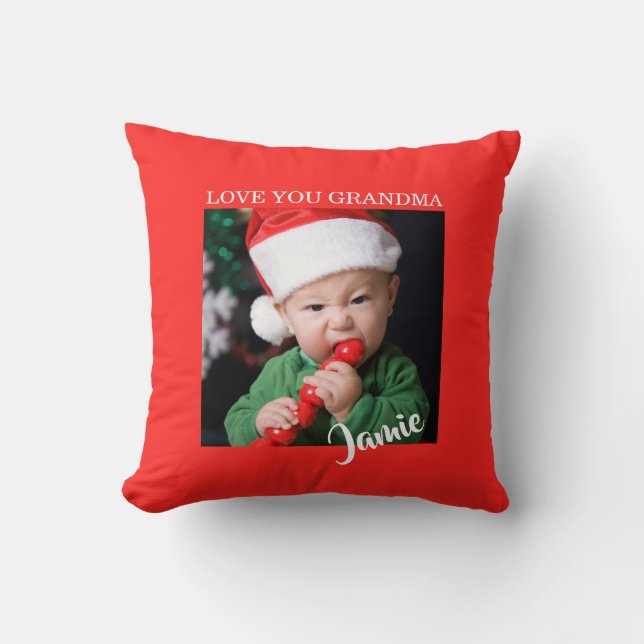 Coussin Photo de Noël de famille moderne (Recto)