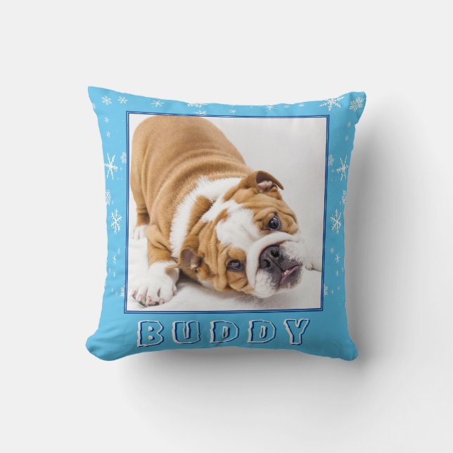 Coussin Photo de Noël du chien anglais adorable de Bulldog (Recto)