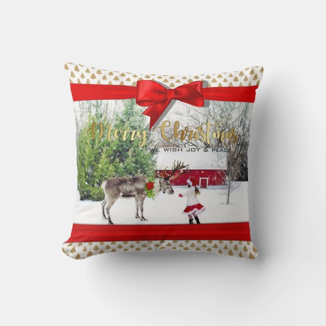 Coussin Photo de Noël Joie et Paix (Recto)