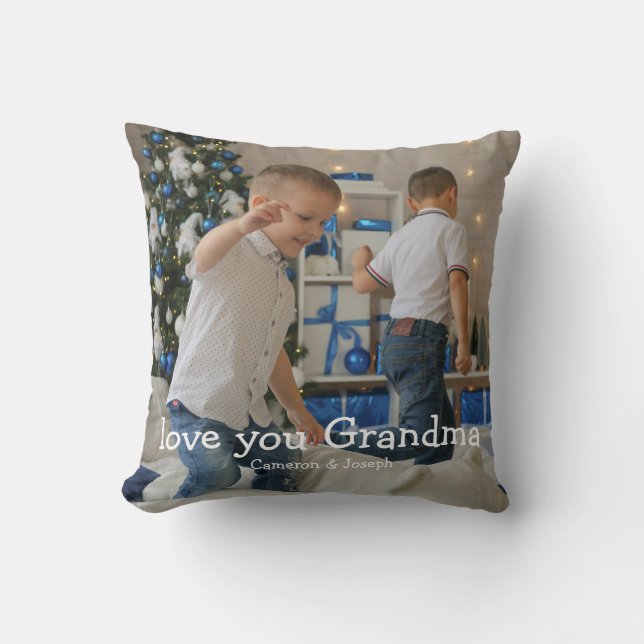 Coussin Photo de Noël Mamie je t'aime (Recto)