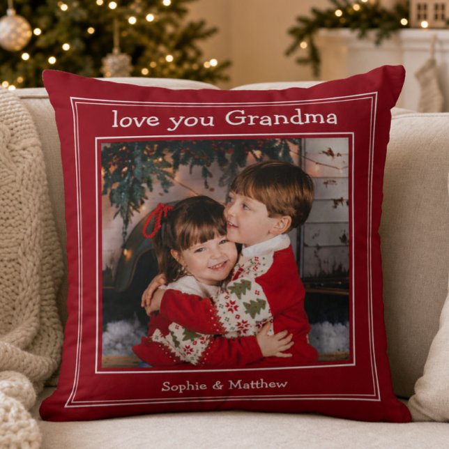 Coussin Photo de Noël Mamie je t'aime (Créateur téléchargé)