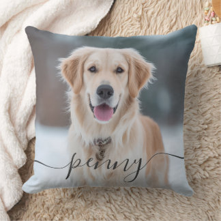Coussin Photo de nom de compagnie personnalisé Écriture él