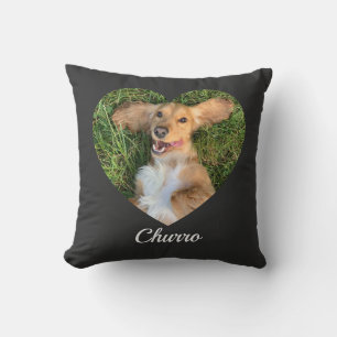 Coussin Photo de nom et de cœur avec une typographie moder