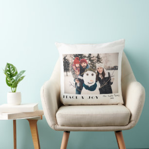 Coussin Photo de Paix et de Joie Minimaliste Moderne