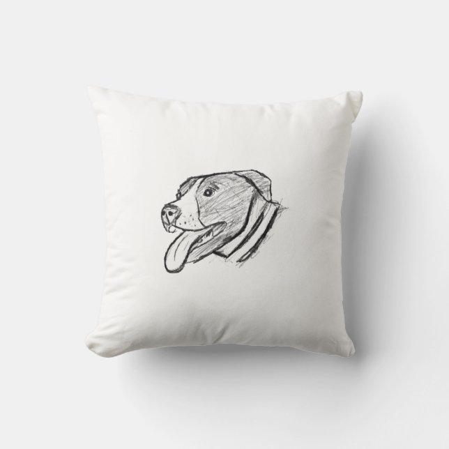 Coussin photo de pitbull dessiné à la main amateur de chie (Recto)