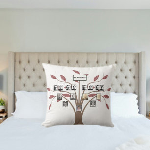 Coussin Photo de quatre générations Whispy Red Leaf Family