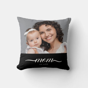 Coussin Photo de script moderne personnalisé pour maman ét