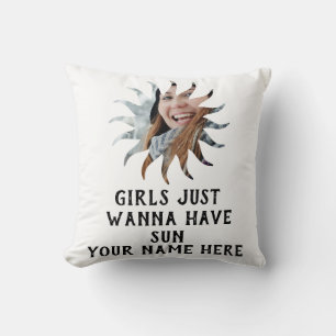 Coussin Photo de soleil personnalisée Les filles veulent j