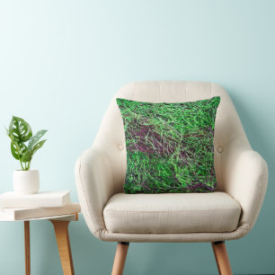 Coussin Photo de texture de mousse de forêt verte vibrante