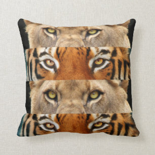 Coussin Photo de yeux de tigre et de lion