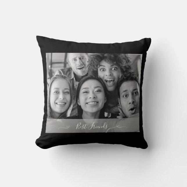 Coussin Photo des meilleurs amis noir et blanc (Recto)