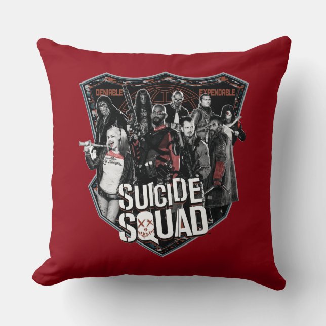 Coussin Photo d'insigne de groupe du peloton | de suicide (Recto)