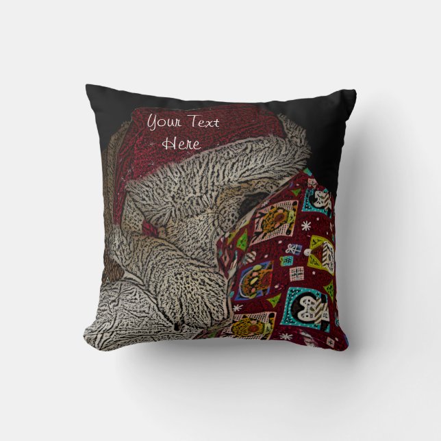 Coussin photo drôle de mignon chien habillé pour noël (Recto)