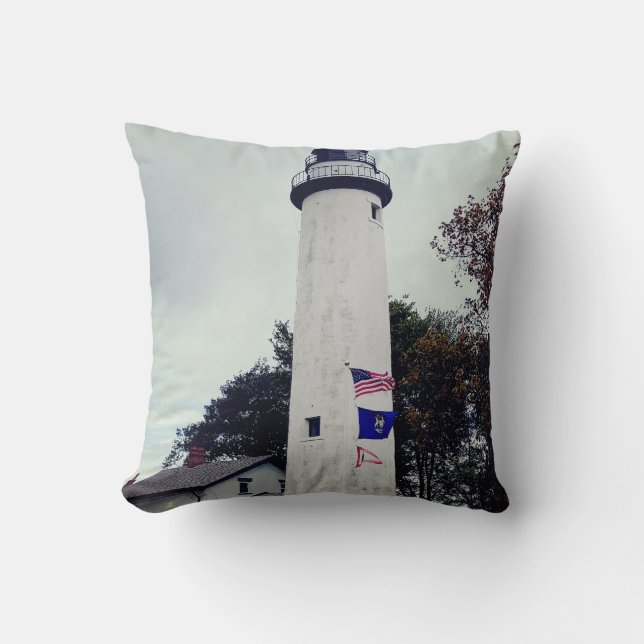 Coussin Photo du phare de la Pointe aux Barques, créée en (Recto)