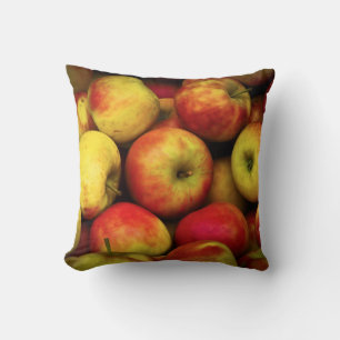 Coussin Photo d'un boisseau de pommes jaunes et rouges