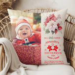 Coussin Photo Elegant Floral Baby's First Christmas<br><div class="desc">Commémorez le premier Noël de votre bébé avec une touche personnalisée d'élégance et de confort. L'Oreiller de Noël de l'Élégant bébé floral Photo est conçu pour capturer la magie de cette étape spéciale, ajoutant une touche festive et élégante à votre décor de vacances. Design floral élégant : De beaux motifs...</div>