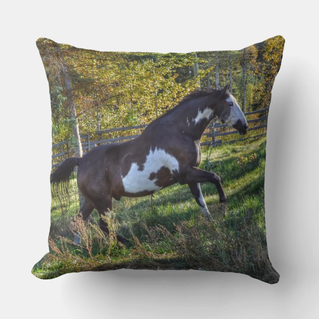 Coussin Photo équine d'un amateur de chevaux sur un ranch  (Recto)