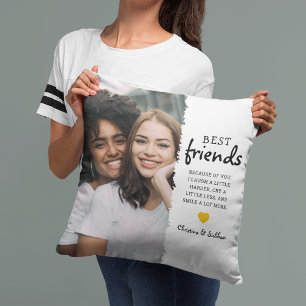 Coussin Photo et citation des meilleures amies branchées  