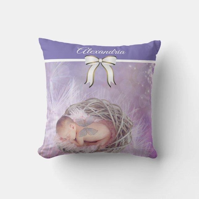 Coussin Photo et nom personnalisés (Recto)
