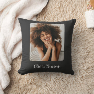 Coussin Photo et nom personnalisés modernes Créez le vôtre