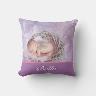 Coussin Photo et nom personnalisés Motif papillon
