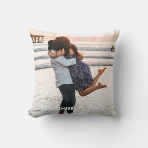 Coussin Photo et noms personnalisés minimaux modernes