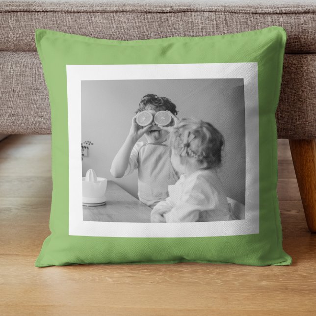 Coussin Photo Famille Moderne Vert Simple Lovely Cadeau (Créateur téléchargé)