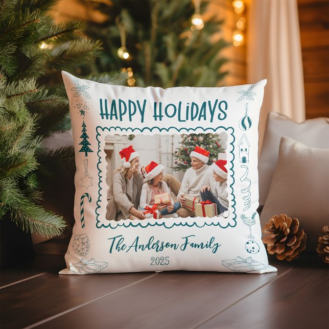 Coussin Photo Fantaisiste Drôle Doodle Fêtes (Créateur téléchargé)