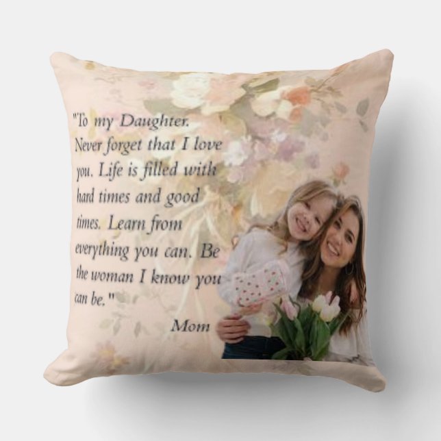 Coussin Photo florale et personnalisée pour votre fille (Recto)