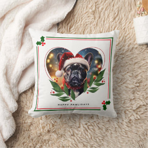 Coussin Photo française personnalisée par Bulldog Noël