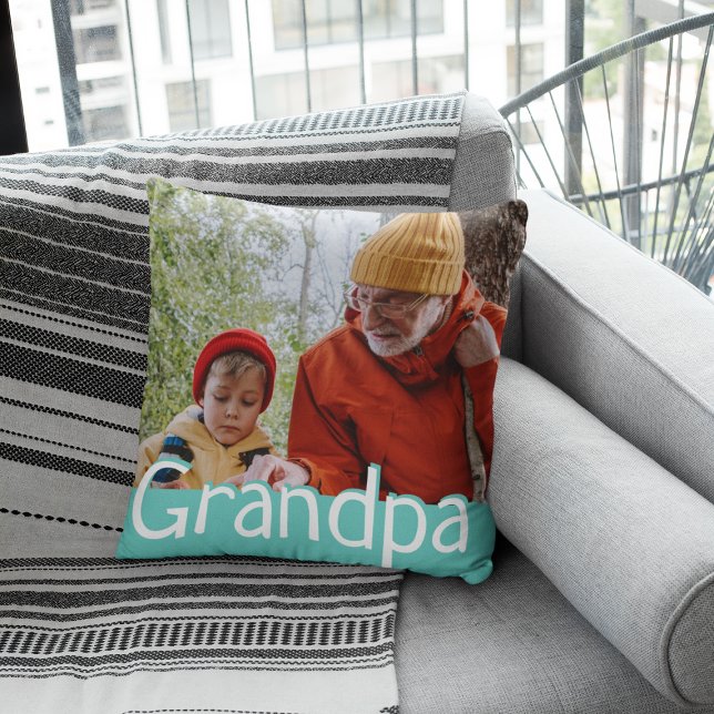 Coussin Photo Grandpa moderne et citation Cute Cadeau Cush (Créateur téléchargé)