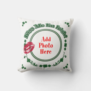 Coussin PHOTO Kiss Me I m Irish - Green Circle Kiss Mark