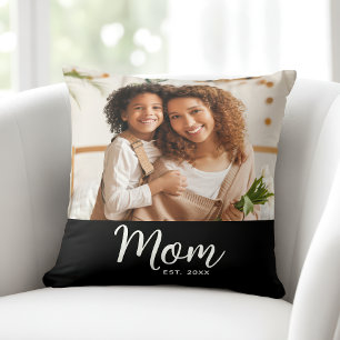 Coussin Photo Maman Date d'établissement Blanc Écriture su