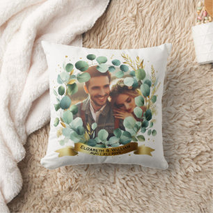 Coussin PHOTO Mariage Merci Eucalyptus Feuille Cadeau