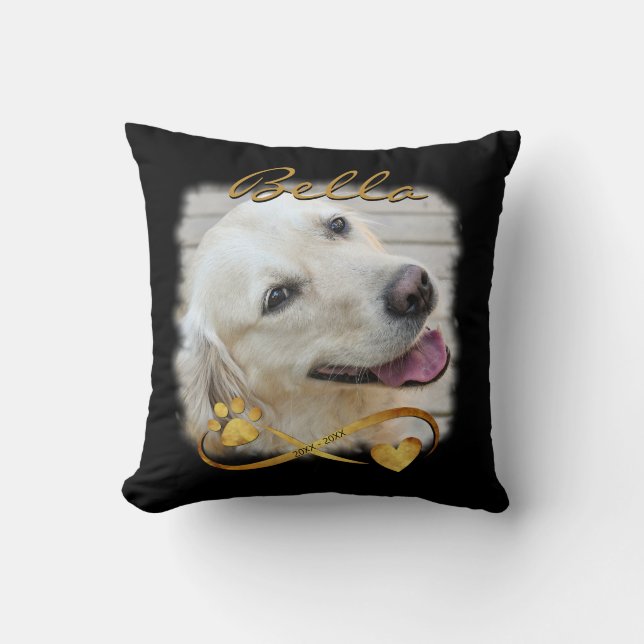 Coussin Photo Mémorial du chien Paw Heart Infinity Keepsak (Recto)