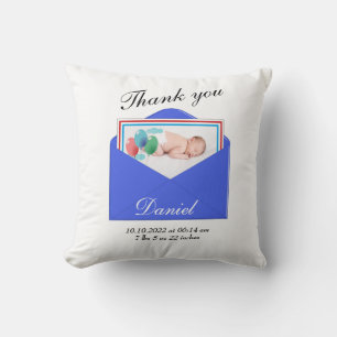 Coussin photo Merci Faire-part de naissance