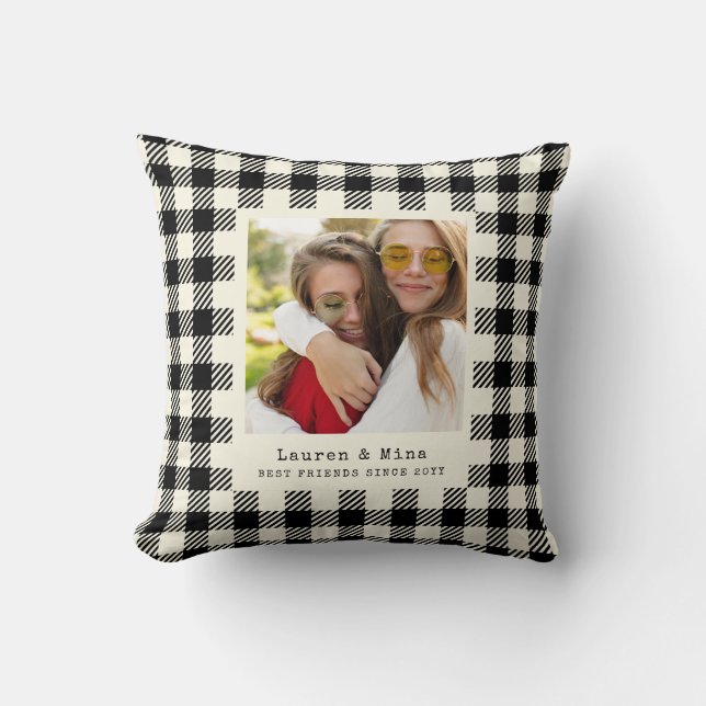 Coussin Photo moderne BFF Plaid Friend Best Friend (Recto)