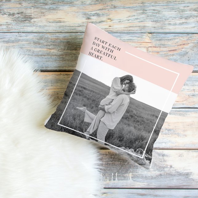 Coussin Photo moderne Pastel Pink Famille Beau Cadeau (Créateur téléchargé)