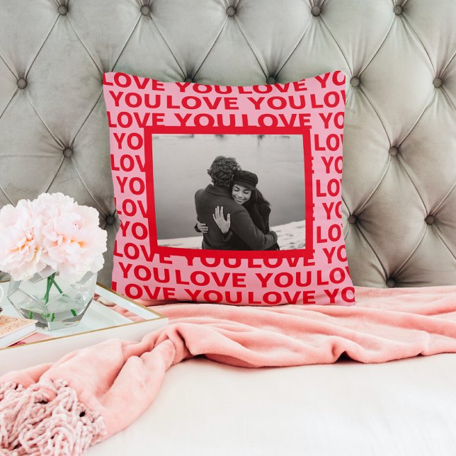 Coussin Photo moderne | Red & Pink Love You Valentines Cad (Créateur téléchargé)