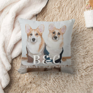 Coussin Photo Monogramme de chien d'animal