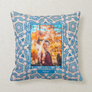 Coussin Photo Mosaic bleu et rose